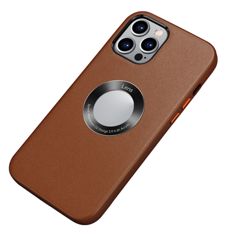 

Nappa Texture Leather Back Cover Shockproof Case For iPhone 13 Pro Max(Brown)