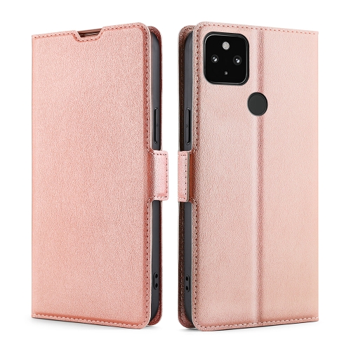 

For Google Pixel 5 XL 4G & 5G / Pixel 4a 5G Ultra-thin Voltage Side Buckle PU + TPU Horizontal Flip Leather Case with Holder & Card Slot(Rose Gold)