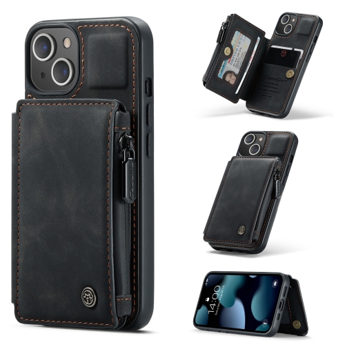 

CaseMe C20 Multifunctional PC + TPU Protective Case with Holder & Card Slot & Wallet For iPhone 13 mini(Black)