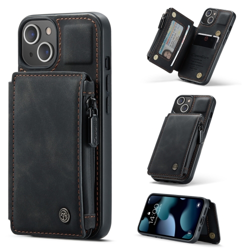 

CaseMe C20 Multifunctional PC + TPU Protective Case with Holder & Card Slot & Wallet For iPhone 13(Black)