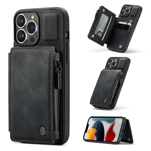 

CaseMe C20 Multifunctional PC + TPU Protective Case with Holder & Card Slot & Wallet For iPhone 13 Pro Max(Black)