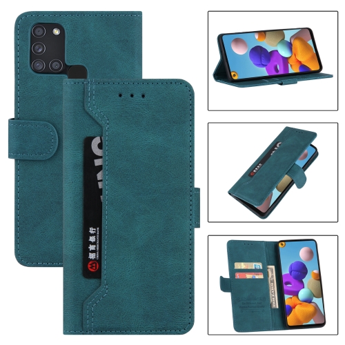 

For Samsung Galaxy A21s Reverse Buckle Horizontal Flip PU Leather Case with Holder & Card Slot & Wallet(Lake Blue)