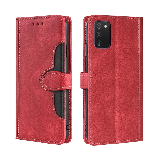

For Samsung Galaxy A03s (164.2mm) Skin Feel Straw Hat Magnetic Buckle Horizontal Flip PU Leather Case with Holder & Card Slots & Wallet(Red)