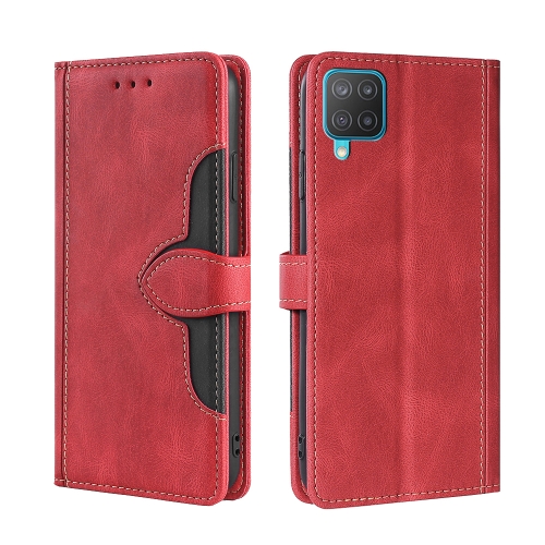

Samsung Galaxy M12 / F12 Skin Feel Straw Hat Magnetic Buckle Horizontal Flip PU Leather Case with Holder & Card Slots & Wallet(Red)