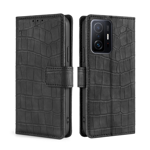 

For Xiaomi Mi 11T Skin Feel Crocodile Texture Magnetic Clasp Horizontal Flip PU Leather Case with Holder & Card Slots & Wallet(Black)