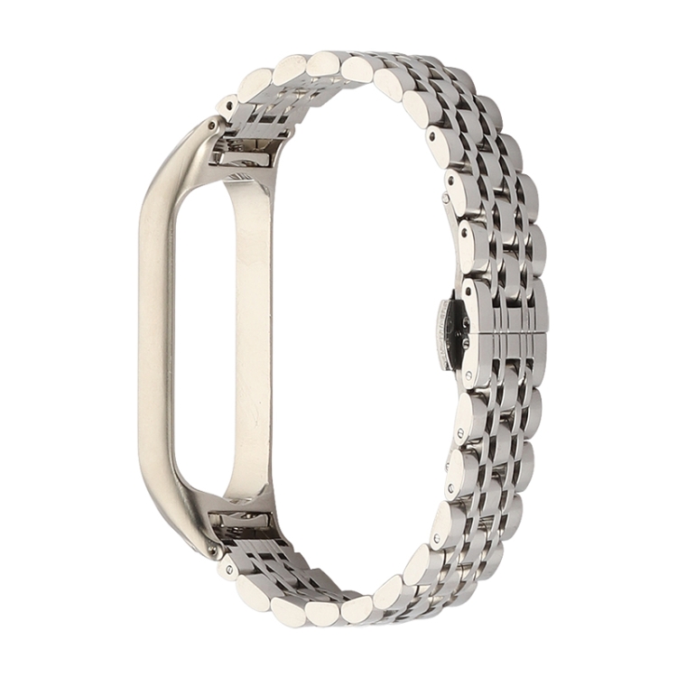 

For Xiaomi Mi Band 6 / 5 Seven-beads Stainless Steel Watch Band(Silver)