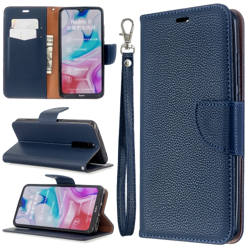 

For Xiaomi Redmi 8 Litchi Texture Pure Color Horizontal Flip PU Leather Case with Holder & Card Slots & Wallet & Lanyard(Dark Blue)
