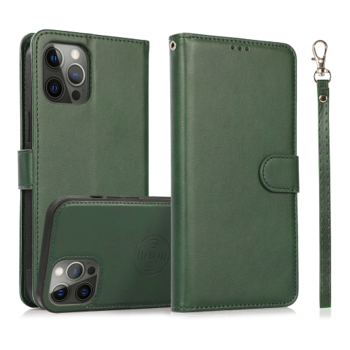 

Calf Texture 2 in 1 Detachable Magnetic Back Cover Horizontal Flip Leather Case with Holder & Card Slots & Wallet & Photo Frame For iPhone 13 Pro Max(Green)