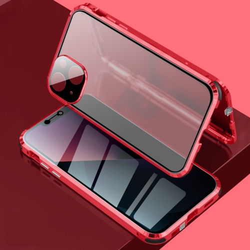 Achetez Écouteur de Téléphone Pour Iphone 15 Pro Adsorption Magné Métal  Frame + Couverture de Téléphone Transparente en Verre Trempé Double Face -  Rouge de Chine