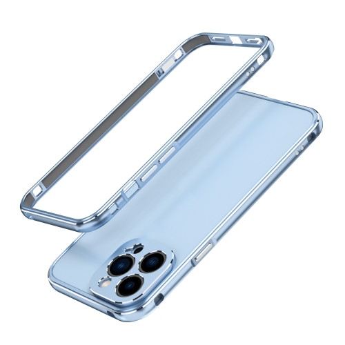 

Aurora Series Lens Protector + Metal Frame Protective Case For iPhone 13 Pro Max(Blue Silver)