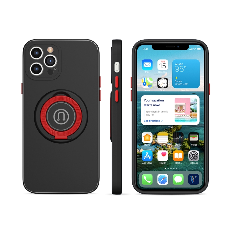 

Skin Feel 2 in 1 Magnetic PC + TPU Shockproof Case with Ring Holder For iPhone 13 Pro(Black)