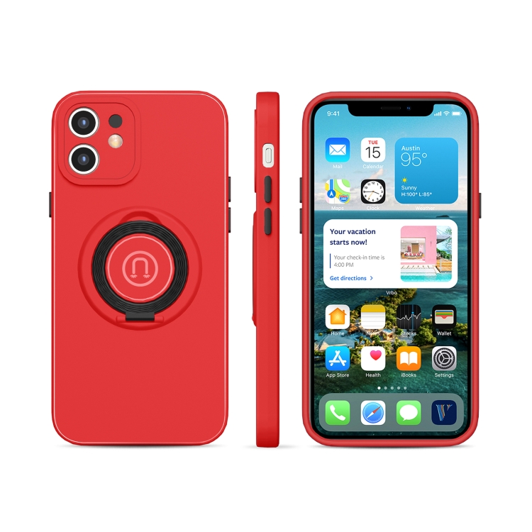 

Skin Feel 2 in 1 Magnetic PC + TPU Shockproof Case with Ring Holder For iPhone 12(Red)