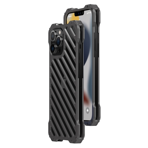 

R-JUST RJ-50 Hollow Breathable Armor Metal Shockproof Protective Case For iPhone 13(Deep Space Grey)