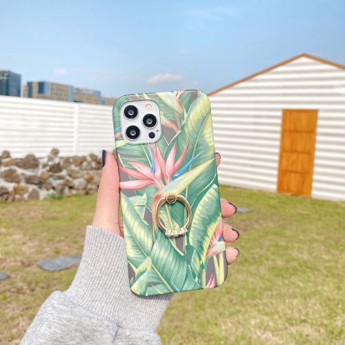 

Painted Pattern Shockproof Case with Ring Holder For iPhone 13 Pro Max(Firebird Leaf)