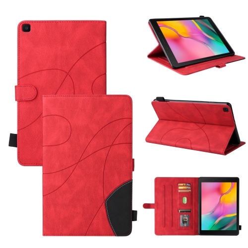 

For Samsung Galaxy Tab A 8.0 (2019) T295 Dual-color Splicing Horizontal Flip PU Leather Case with Holder & Card Slots(Red)