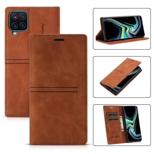 

For Samsung Galaxy A12 Dream Magnetic Suction Business Horizontal Flip PU Leather Case with Holder & Card Slot & Wallet(Brown)