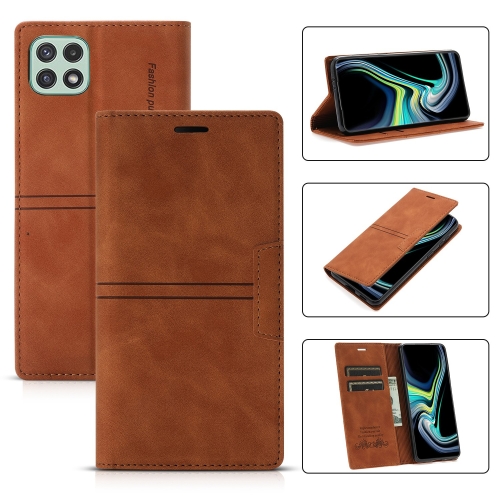 

For Samsung Galaxy A22 5G Dream Magnetic Suction Business Horizontal Flip PU Leather Case with Holder & Card Slot & Wallet(Brown)