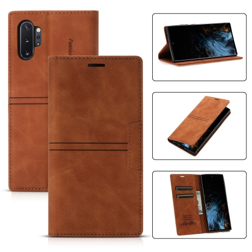 

For Samsung Galaxy Note10+ Dream Magnetic Suction Business Horizontal Flip PU Leather Case with Holder & Card Slot & Wallet(Brown)