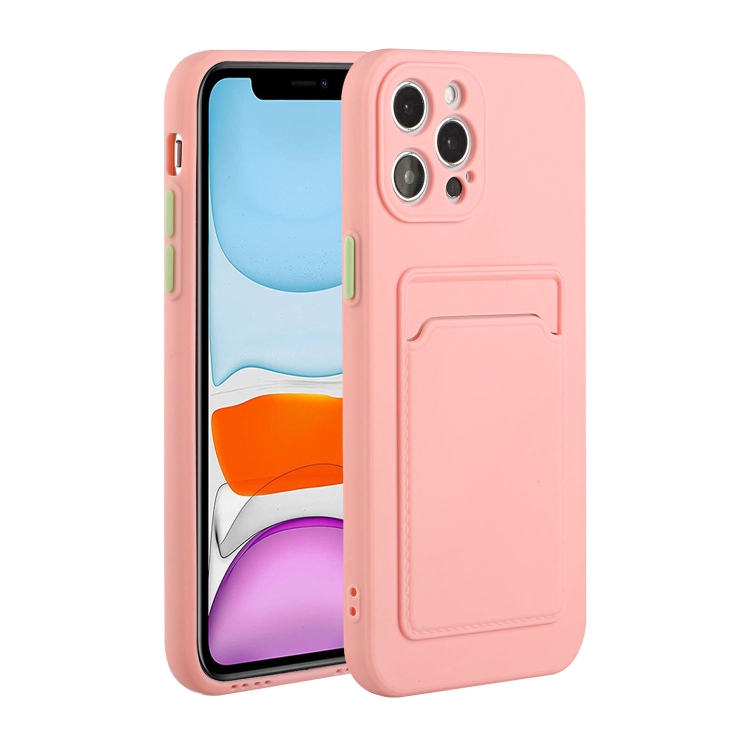 

Card Slot Design Shockproof TPU Protective Case For iPhone 13 Pro Max(Pink)