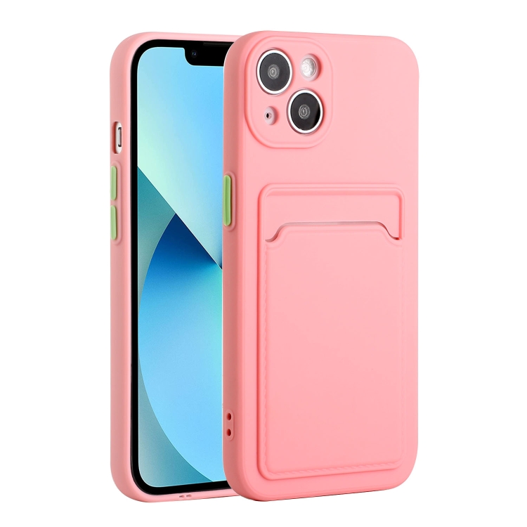 

Card Slot Design Shockproof TPU Protective Case For iPhone 13 mini(Pink)