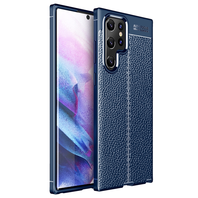 

For Samsung Galaxy S22 Ultra Litchi Texture TPU Shockproof Case(Blue)