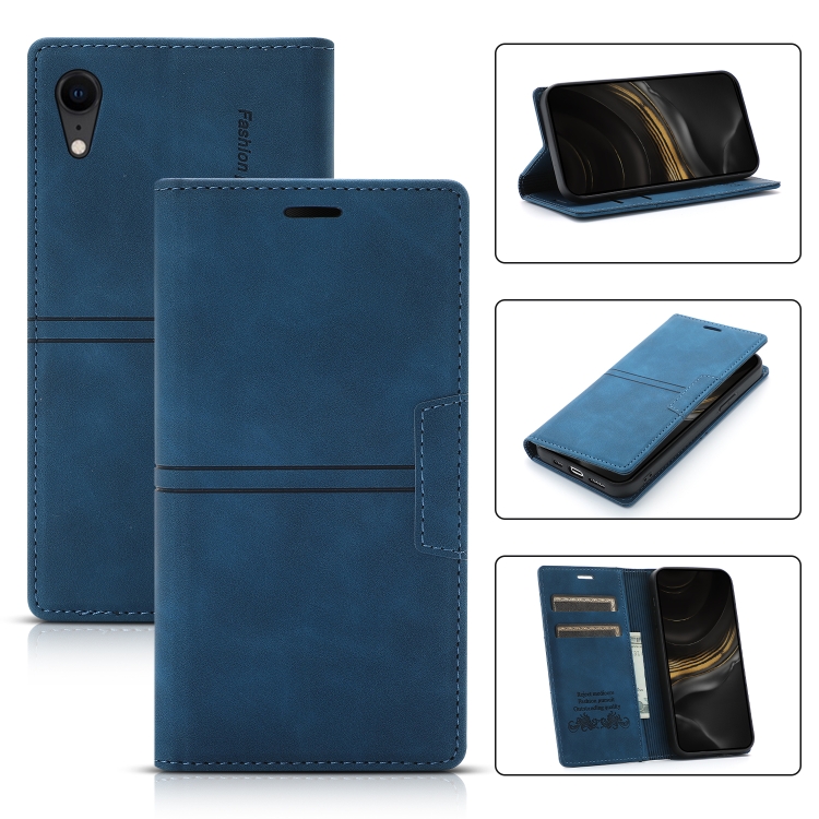 

Dream Magnetic Suction Business Horizontal Flip PU Leather Case with Holder & Card Slot & Wallet For iPhone XR(Blue)