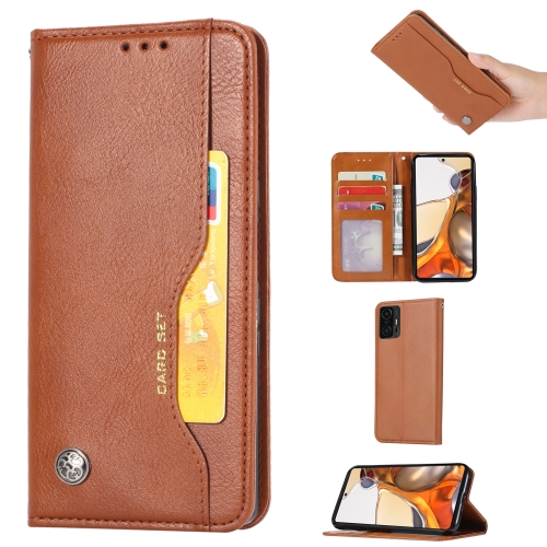 

For Xiaomi Mi 11T / 11T Pro Knead Skin Texture Horizontal Flip Leather Case with Photo Frame & Holder & Card Slots & Wallet(Brown)