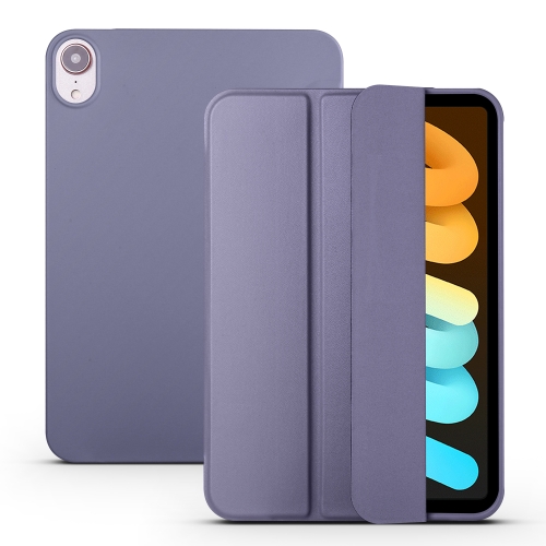 

3-folding Horizontal Flip Honeycomb TPU Shockproof + PU Leather Tablet Case with Holder For iPad mini 6(Lavender Gray)