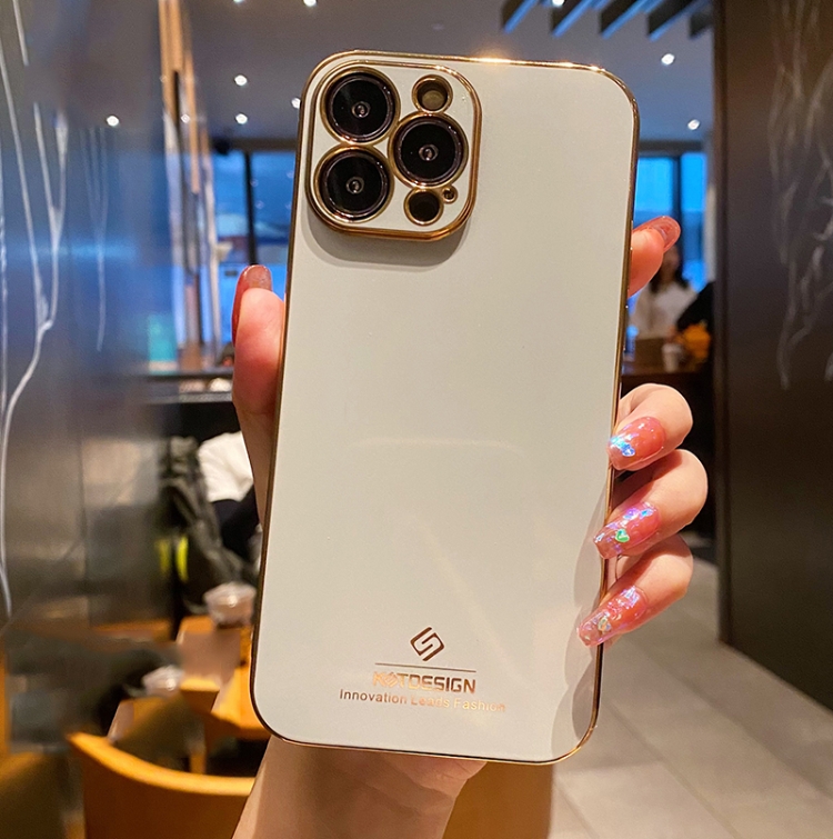 

Electroplating Metal Frame Precise Hole TPU Protective Case For iPhone 12 Pro Max(White)