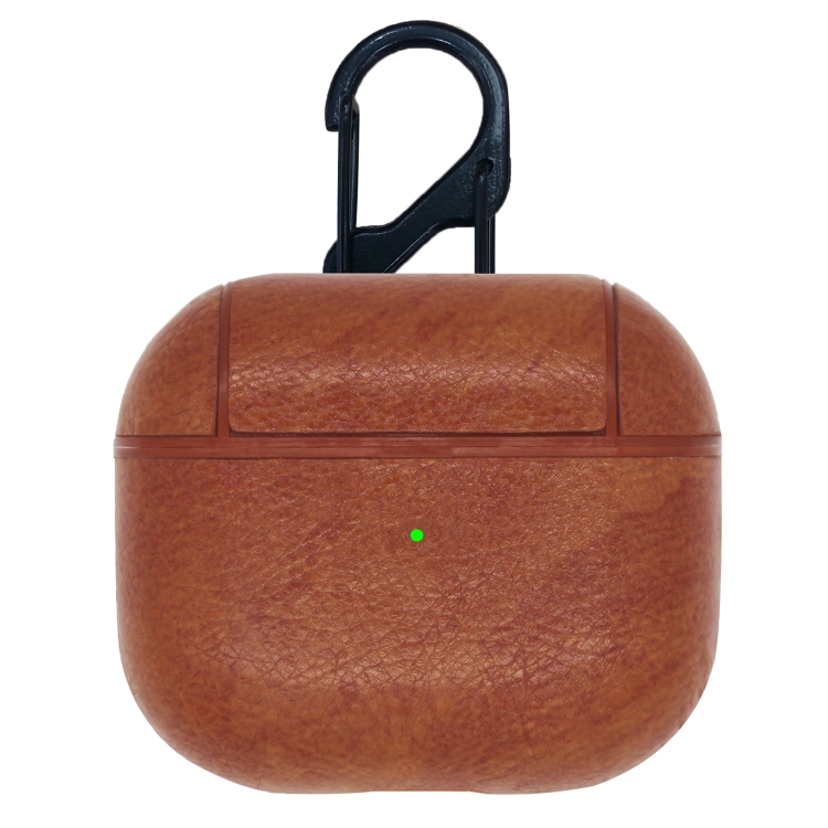 

Classic Stick Leather Earphone Protective Case with Hook for AirPods 3(Light Brown)