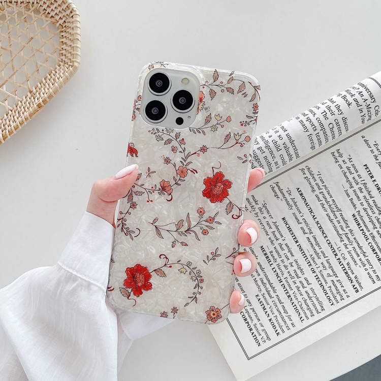 

Painted Pattern Shockproof TPU Protective Case For iPhone 13(Little Red Flower)