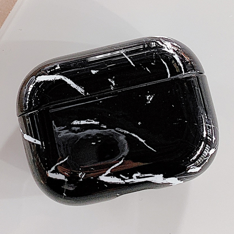 Per AirPods Pro Custodia protettiva per auricolari in plastica con  struttura in marmo (nera)