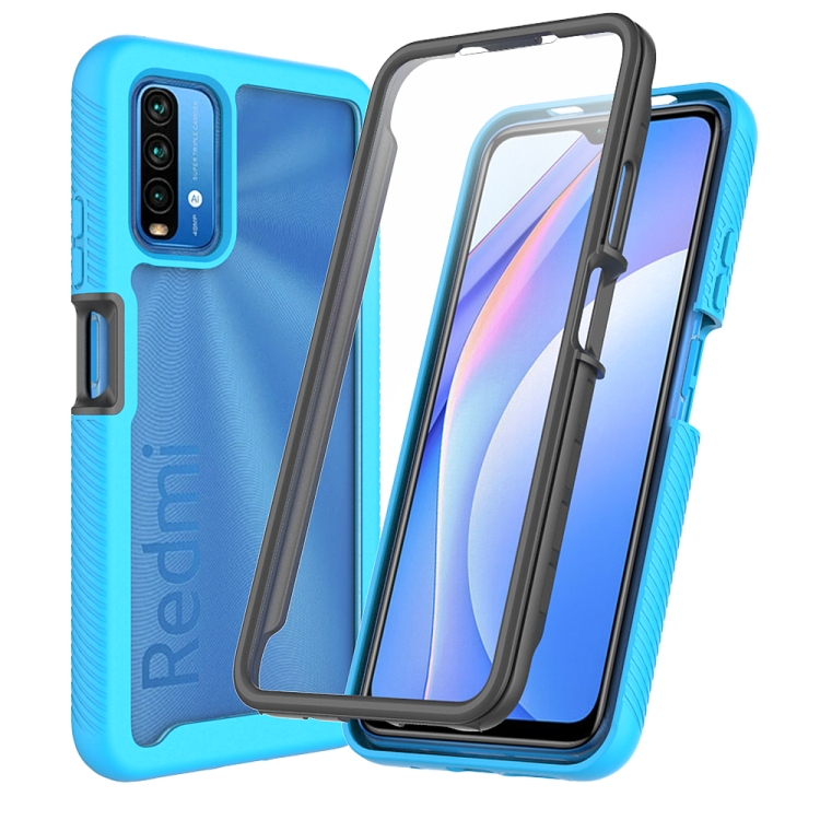 

For Xiaomi Poco M3 / Redmi Note 9 4G Starry Sky Full Body Hybrid Shockproof Phone Case(Sky Blue)