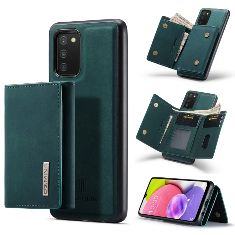 

For Samsung Galaxy A03s 166mm DG.MING M1 Series 3-Fold Multi Card Wallet + Magnetic Back Cover Shockproof Case with Holder Function(Green)