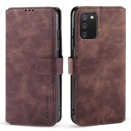 

For Samsung Galaxy A03s 166mm DG.MING Retro Oil Side Horizontal Flip Leather Case with Holder & Card Slots & Wallet(Coffee)