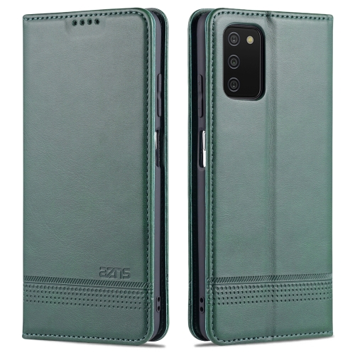 

For Samsung Galaxy A03s 166mm AZNS Magnetic Calf Texture Horizontal Flip Leather Case with Card Slots & Holder & Wallet(Dark Green)