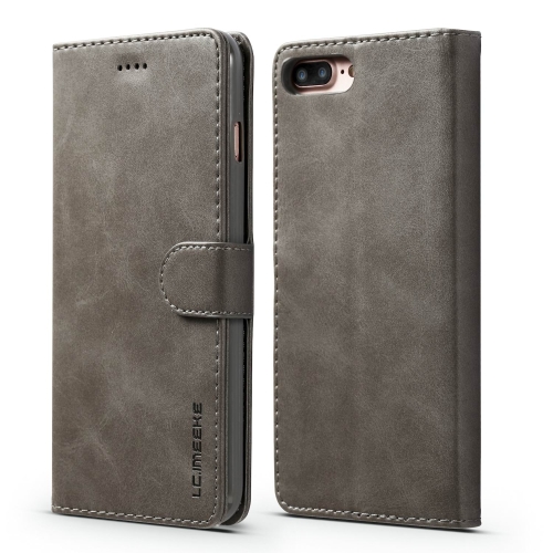 

For iPhone SE 2022 / SE 2020 / 8 / 7 LC.IMEEKE Calf Texture Horizontal Flip Leather Case with Holder & Card Slots & Wallet(Grey)