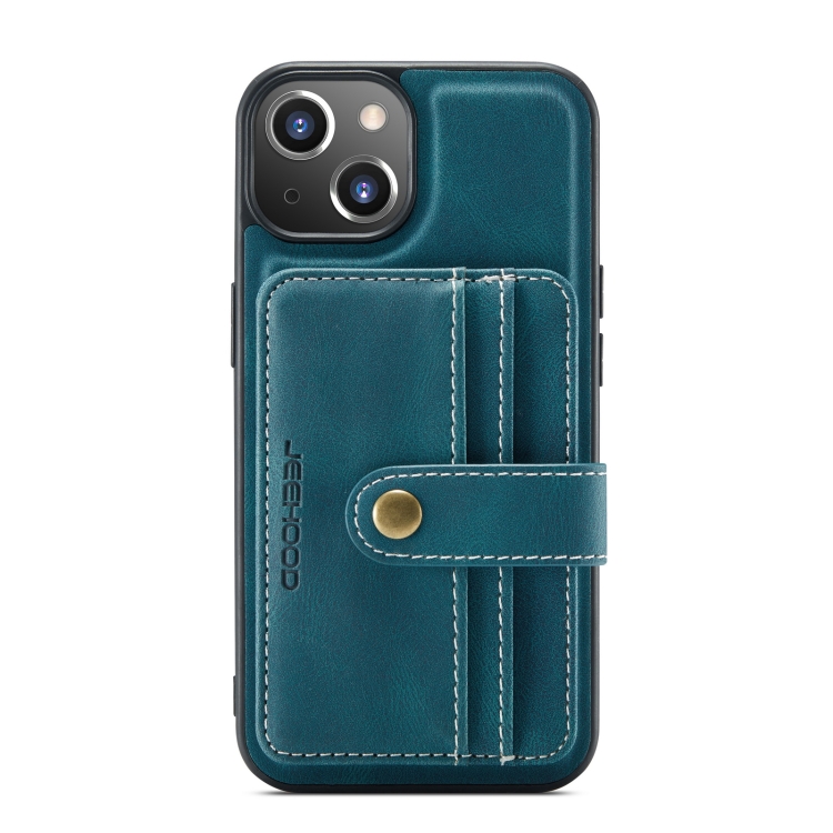 

JEEHOOD Anti-theft Brush Magnetic PU + TPU Protective Case with Card Slot For iPhone 13 mini(Blue)