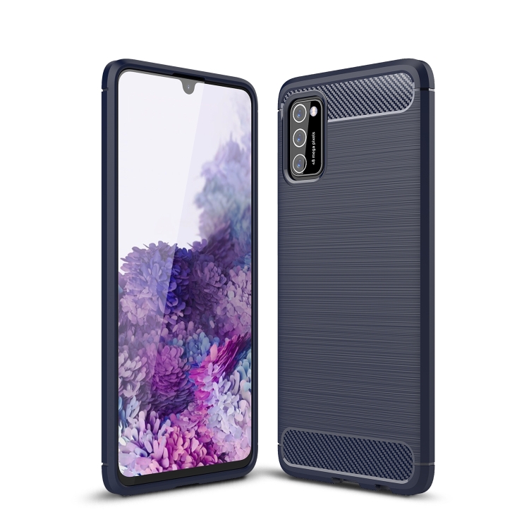 

For Samsung Galaxy A03s 166mm Brushed Texture Carbon Fiber TPU Case(Navy Blue)