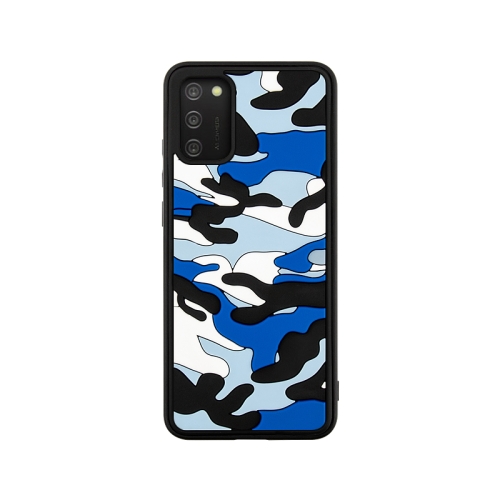 

For Samsung Galaxy A02s Camouflage Clouds Embossed Skin Feel Silicone Shockproof Case(Blue)