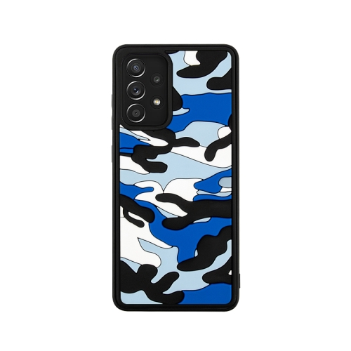 

For Samsung Galaxy A52 Camouflage Clouds Embossed Skin Feel Silicone Shockproof Case(Blue)