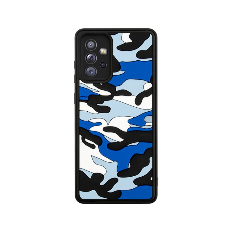 

For Samsung Galaxy A72 Camouflage Clouds Embossed Skin Feel Silicone Shockproof Case(Blue)
