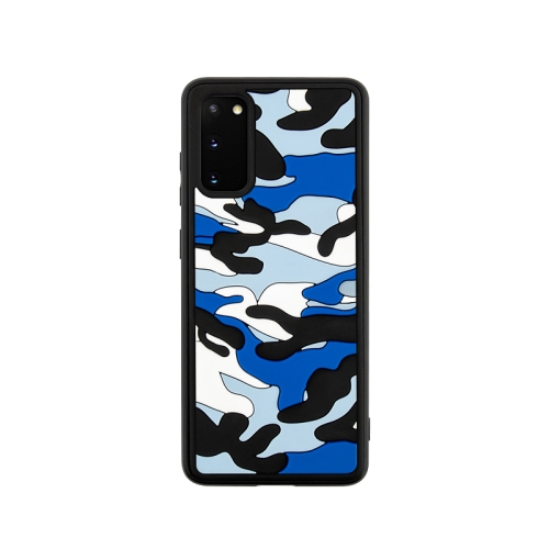 

For Samsung Galaxy S20 Camouflage Clouds Embossed Skin Feel Silicone Shockproof Case(Blue)