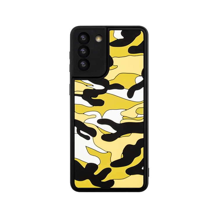 

For Samsung Galaxy S21+ 5G Camouflage Clouds Embossed Skin Feel Silicone Shockproof Case(Yellow)