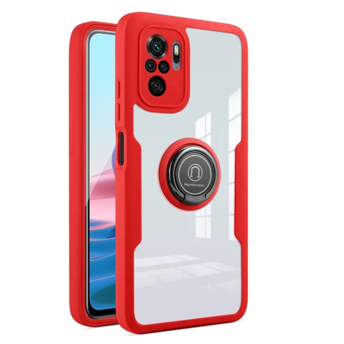 

For Xiaomi Redmi Note 10 360 All-inclusive Dual-sided Magnetic Case with Ring Holder(Red)