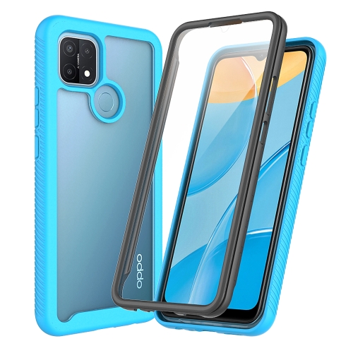 

For OPPO A15 Starry Sky Solid Color Series Shockproof PC + TPU Protective Case with PET Film(Sky Blue)
