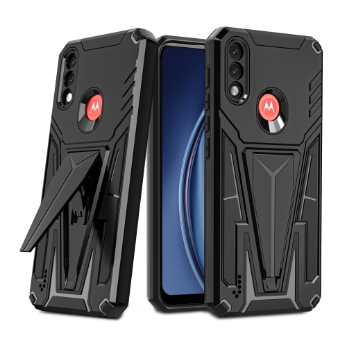 

For Motorola Moto G / E7 Power 2021 Super V Armor PC + TPU Shockproof Case with Invisible Holder(Black)