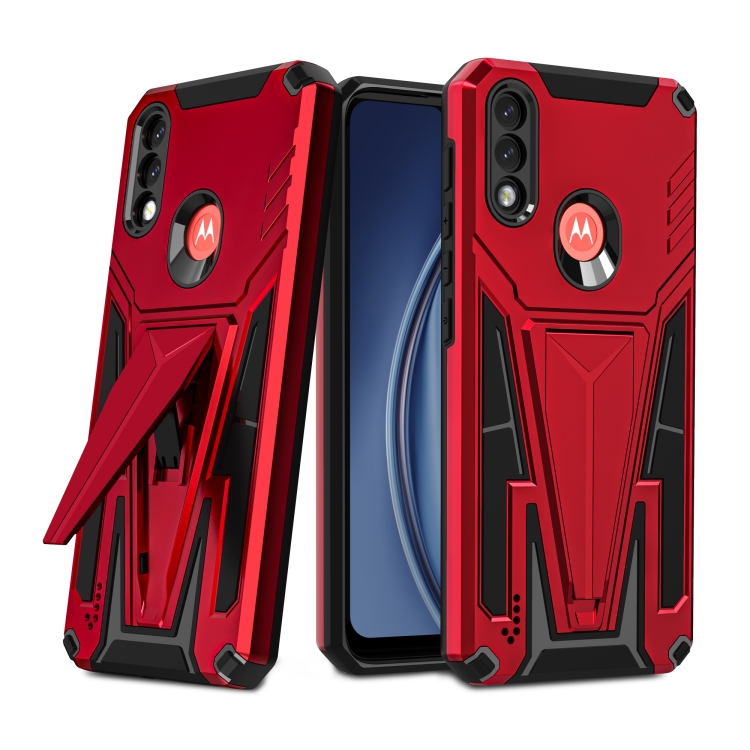 

For Motorola Moto G / E7 Power 2021 Super V Armor PC + TPU Shockproof Case with Invisible Holder(Red)