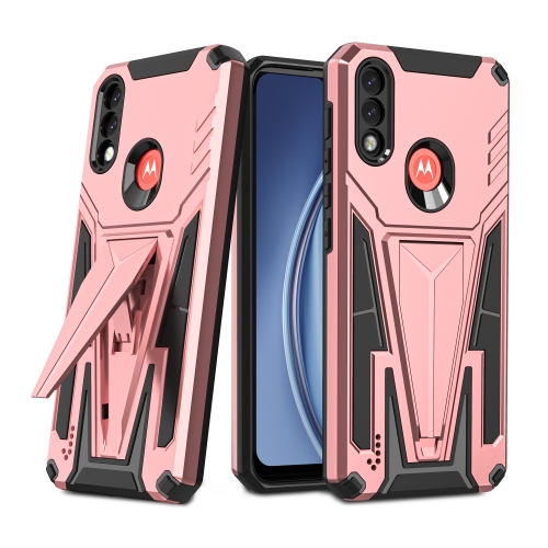 

For Motorola Moto G / E7 Power 2021 Super V Armor PC + TPU Shockproof Case with Invisible Holder(Rose Gold)