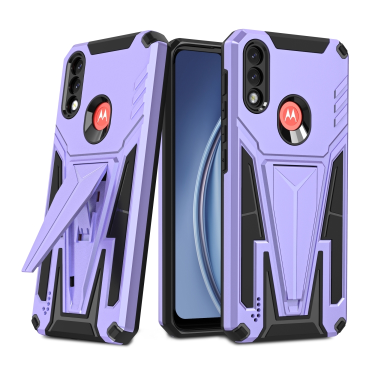 

For Motorola Moto G / E7 Power 2021 Super V Armor PC + TPU Shockproof Case with Invisible Holder(Purple)
